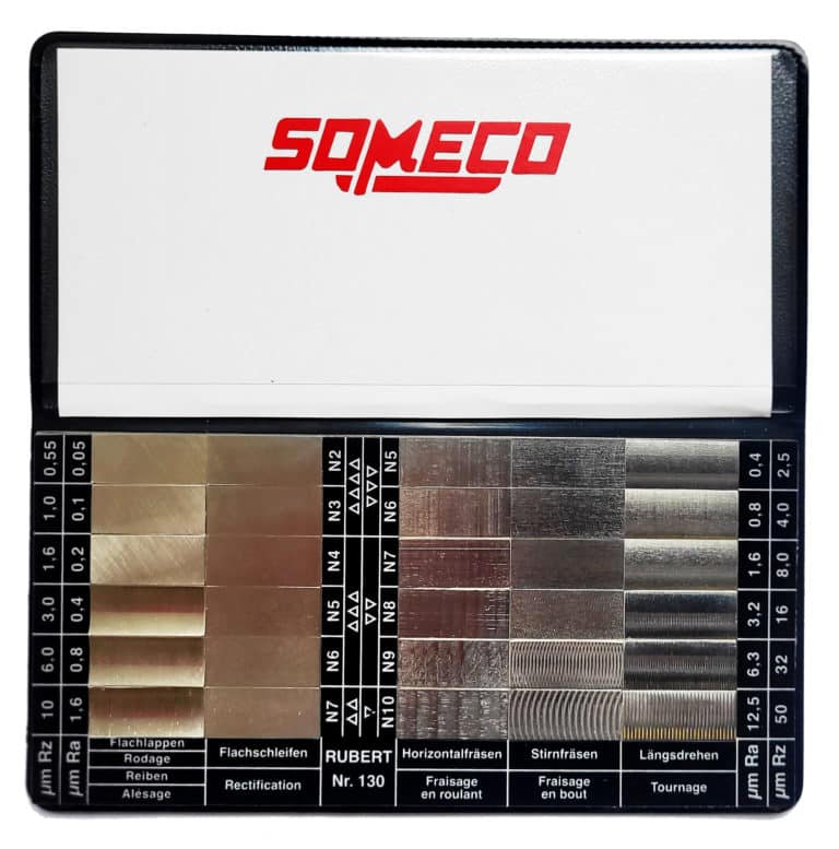 Composition 130 Jeu de cales échantillons de comparaison d’états de surface, Pour vérification de la rugosité par comparaison visio-tactile.