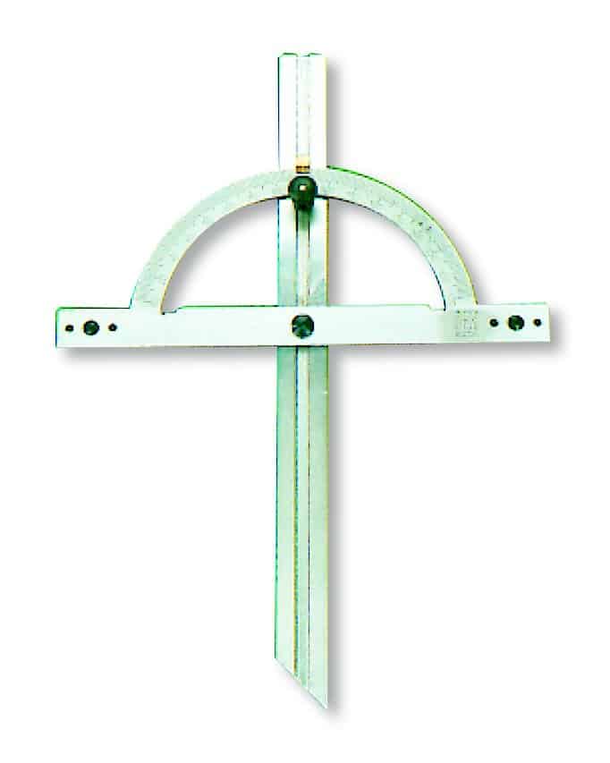 Rapporteur d’angles en acier chromé-mat avec double base